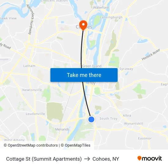 Cottage St (Summit Apartments) to Cohoes, NY map