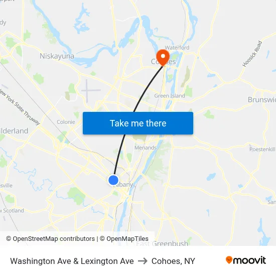 Washington Ave & Lexington Ave to Cohoes, NY map