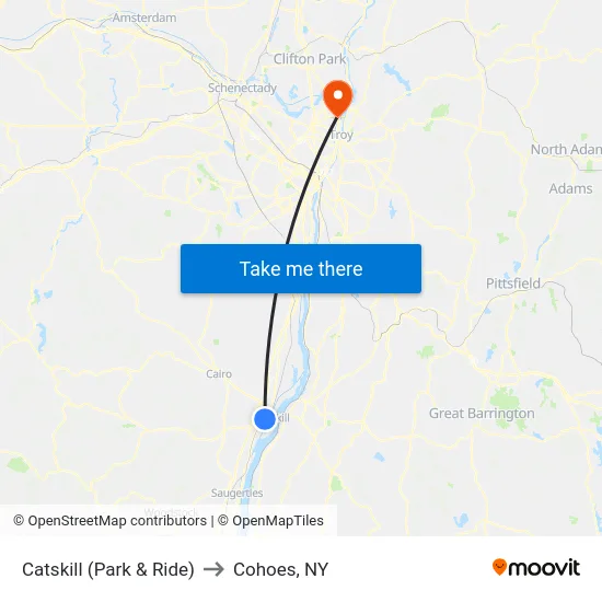 Catskill (Park & Ride) to Cohoes, NY map