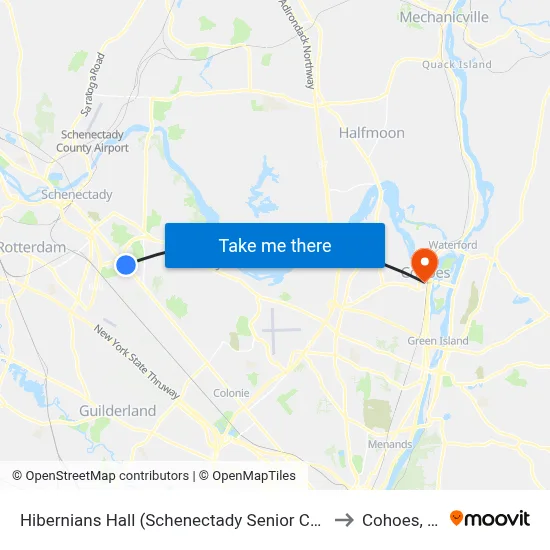 Hibernians Hall (Schenectady Senior Center) to Cohoes, NY map
