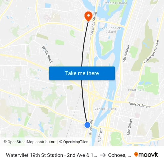 Watervliet 19th St Station - 2nd Ave & 19th St to Cohoes, NY map