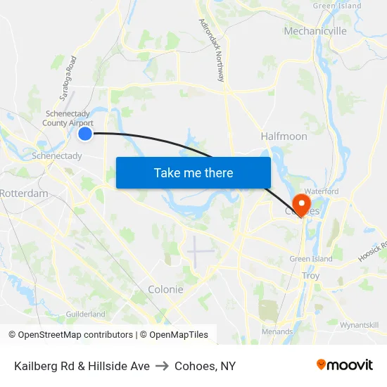 Kailberg Rd & Hillside Ave to Cohoes, NY map