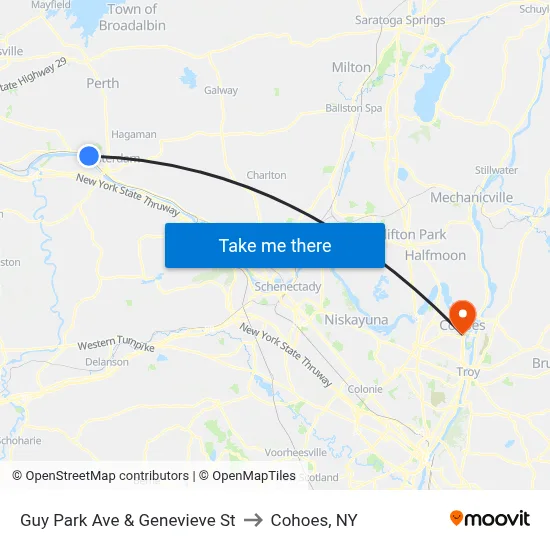 Guy Park Ave & Genevieve St to Cohoes, NY map