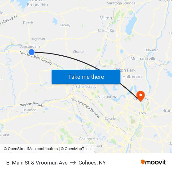 E. Main St & Vrooman Ave to Cohoes, NY map