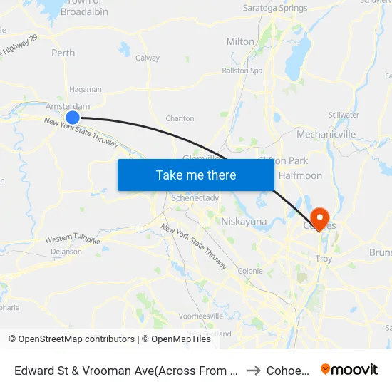 Edward St & Vrooman Ave(Across From 60 Edward St) to Cohoes, NY map