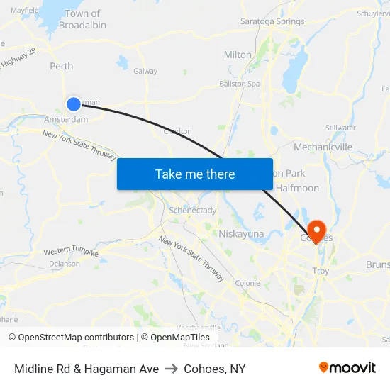 Midline Rd & Hagaman Ave to Cohoes, NY map
