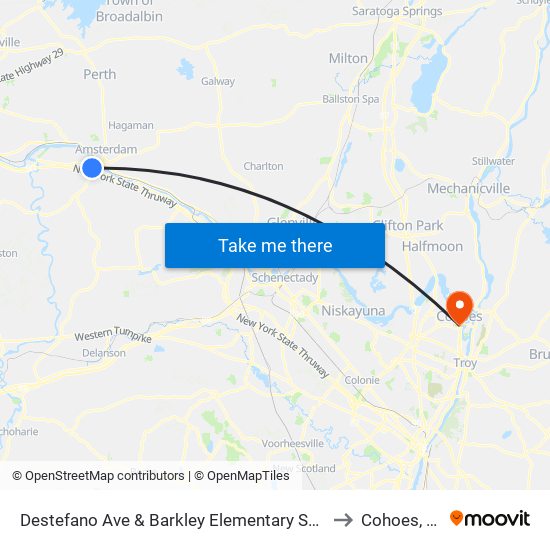 Destefano Ave & Barkley Elementary School to Cohoes, NY map