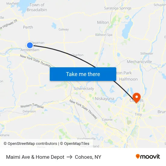 Maimi Ave & Home Depot to Cohoes, NY map