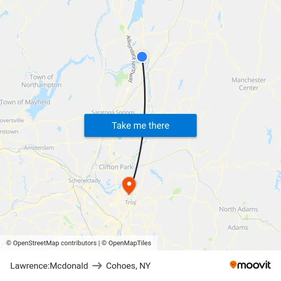 Lawrence:Mcdonald to Cohoes, NY map