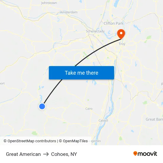Great American to Cohoes, NY map