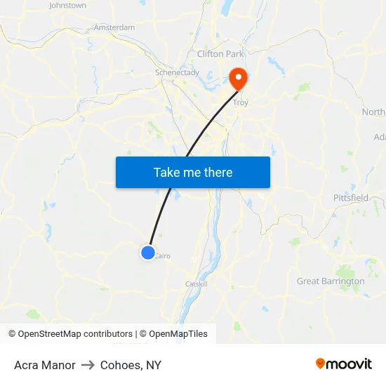Acra Manor to Cohoes, NY map