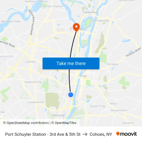 Port Schuyler Station - 3rd Ave & 5th St to Cohoes, NY map
