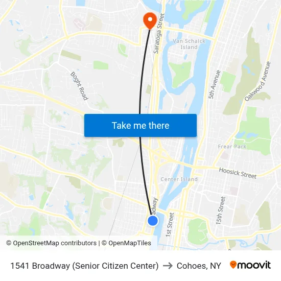 1541 Broadway (Senior Citizen Center) to Cohoes, NY map