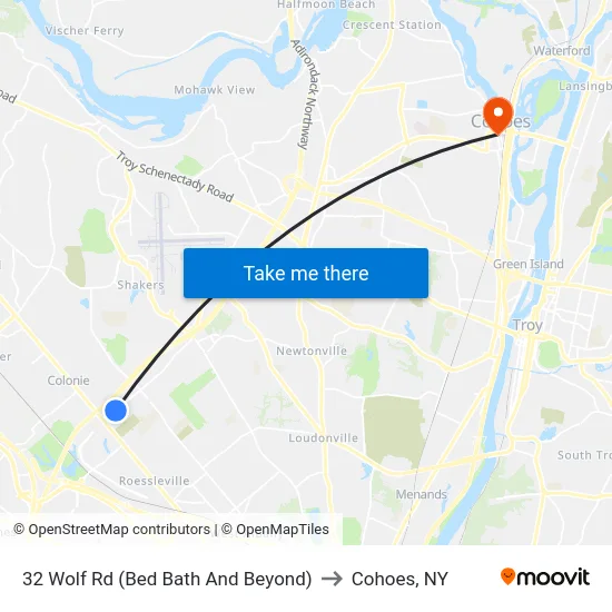 32 Wolf Rd (Bed Bath And Beyond) to Cohoes, NY map