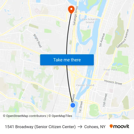 1541 Broadway (Senior Citizen Center) to Cohoes, NY map