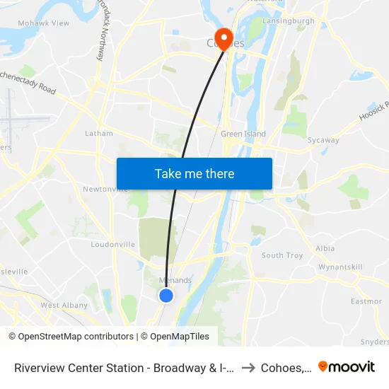 Riverview Center Station - Broadway & I-787 Exit 6 to Cohoes, NY map