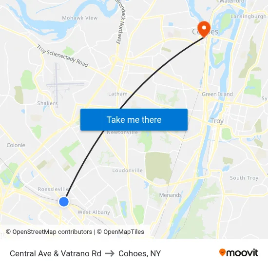 Central Ave & Vatrano Rd to Cohoes, NY map