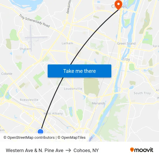 Western Ave & N. Pine Ave to Cohoes, NY map