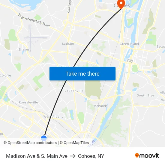Madison Ave & S. Main Ave to Cohoes, NY map