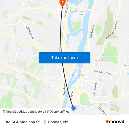 3rd St & Madison St to Cohoes, NY map