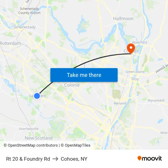 Rt 20 & Foundry Rd to Cohoes, NY map