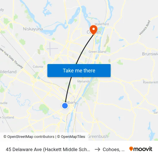 45 Delaware Ave (Hackett Middle School) to Cohoes, NY map