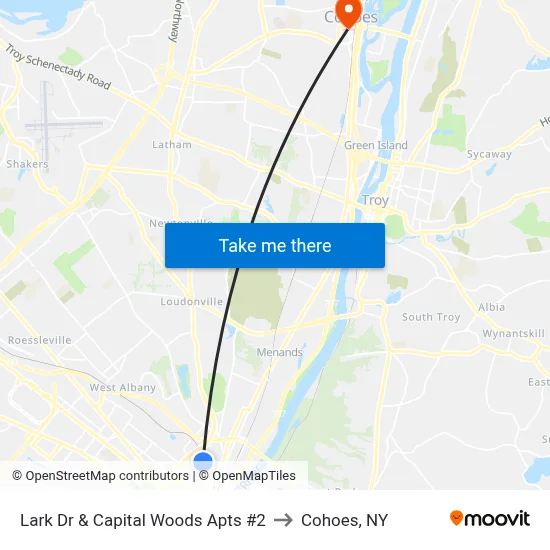 Lark Dr & Capital Woods Apts #2 to Cohoes, NY map