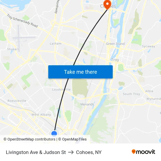 Livingston Ave & Judson St to Cohoes, NY map