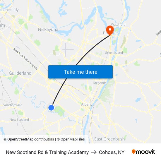 New Scotland Rd & Training Academy to Cohoes, NY map