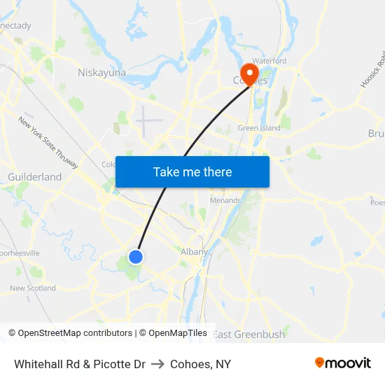 Whitehall Rd & Picotte Dr to Cohoes, NY map