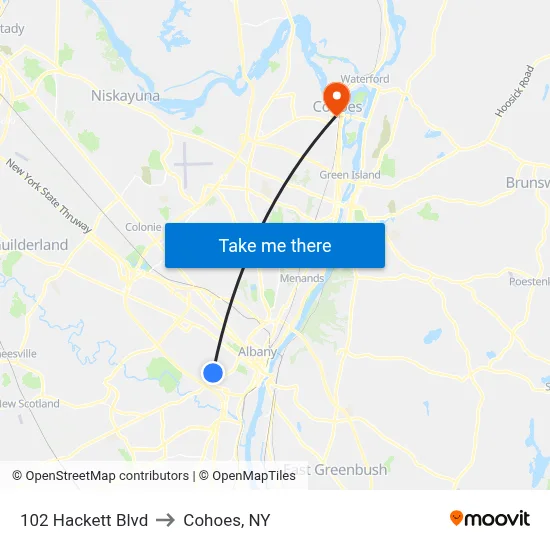 102 Hackett Blvd to Cohoes, NY map