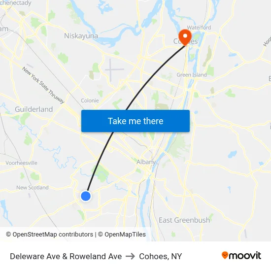 Deleware Ave & Roweland Ave to Cohoes, NY map