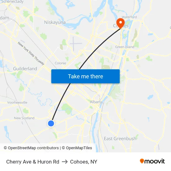 Cherry Ave & Huron Rd to Cohoes, NY map