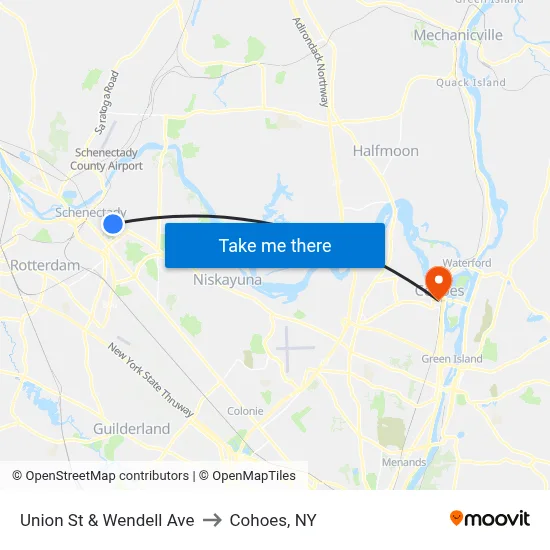 Union St & Wendell Ave to Cohoes, NY map