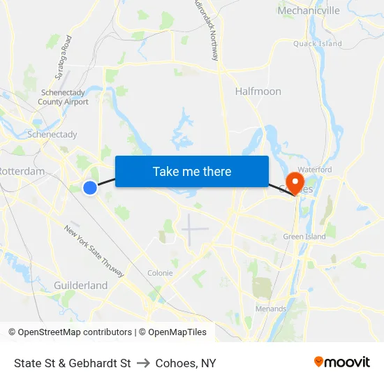 State St & Gebhardt St to Cohoes, NY map