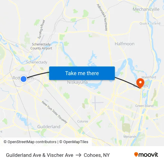 Guilderland Ave & Vischer Ave to Cohoes, NY map