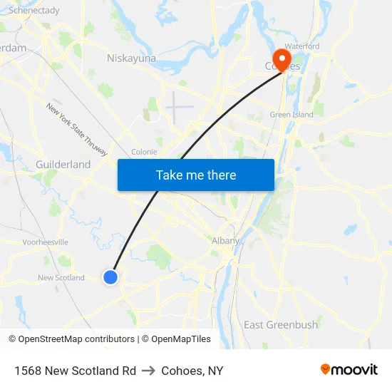 1568 New Scotland Rd to Cohoes, NY map