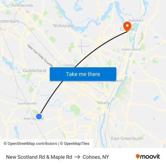 New Scotland Rd & Maple Rd to Cohoes, NY map