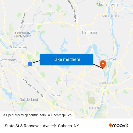 State St & Roosevelt Ave to Cohoes, NY map