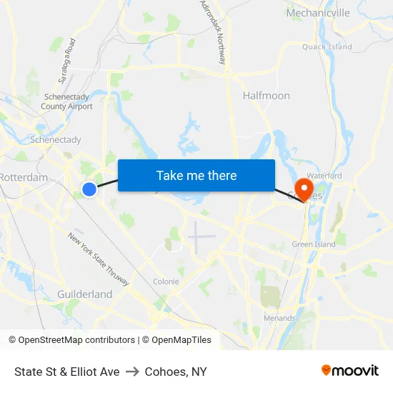 State St & Elliot Ave to Cohoes, NY map