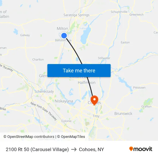 2100 Rt 50 (Carousel Village) to Cohoes, NY map