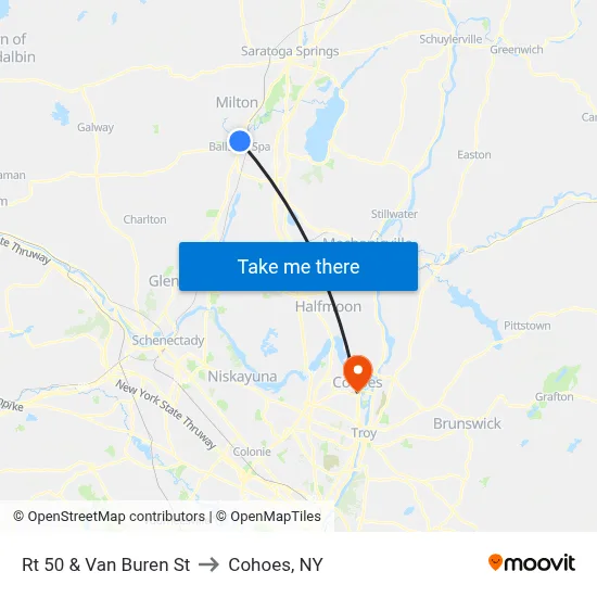 Rt 50 & Van Buren St to Cohoes, NY map