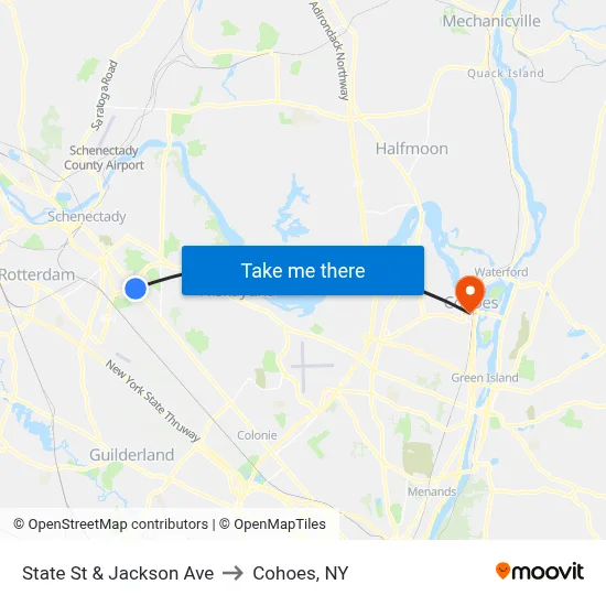 State St & Jackson Ave to Cohoes, NY map