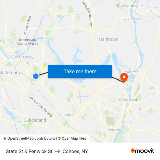 State St & Fenwick St to Cohoes, NY map