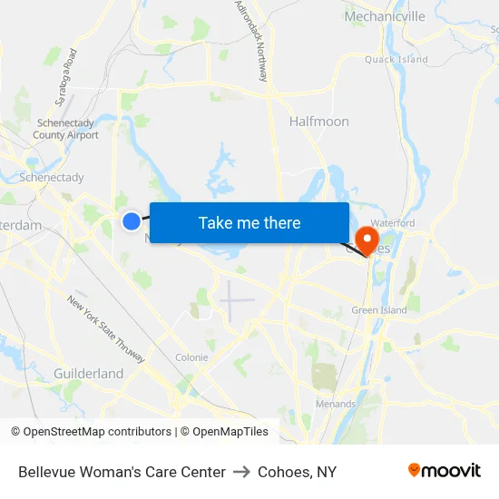 Bellevue Woman's Care Center to Cohoes, NY map