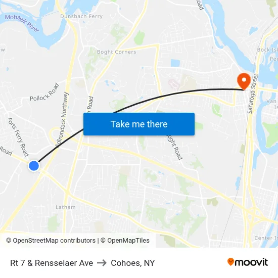Rt 7 & Rensselaer Ave to Cohoes, NY map