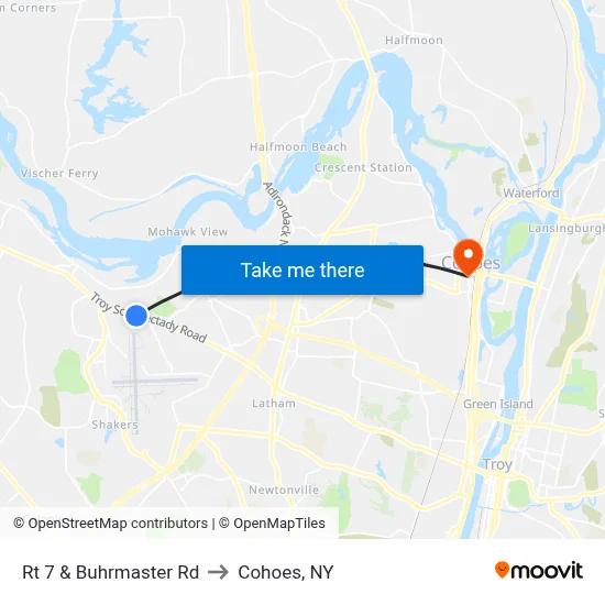 Rt 7 & Buhrmaster Rd to Cohoes, NY map