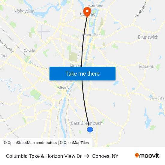 Columbia Tpke & Horizon View Dr to Cohoes, NY map