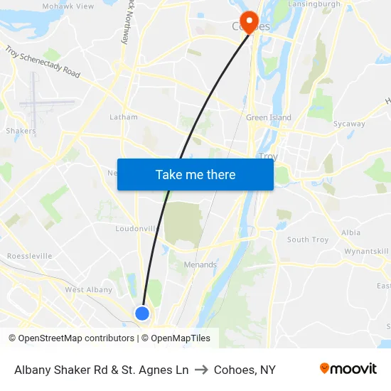 Albany Shaker Rd & St. Agnes Ln to Cohoes, NY map