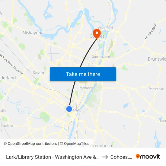 Lark/Library Station - Washington Ave & Lark St to Cohoes, NY map